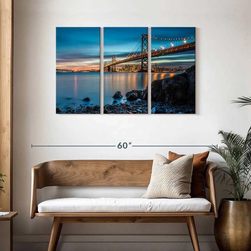 Lilie Oakland Bay Bridge At Dusk, 28" H x 45" W