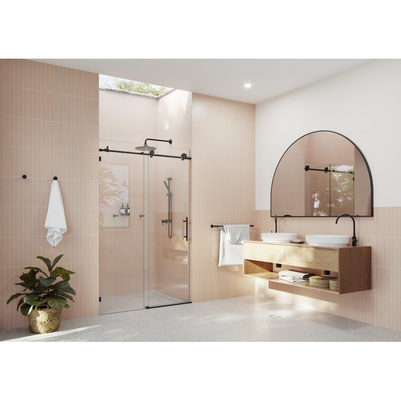 Eclipse 48 - 52 in. x 78 in. Fully Frameless Sliding Shower Door, Matte Black