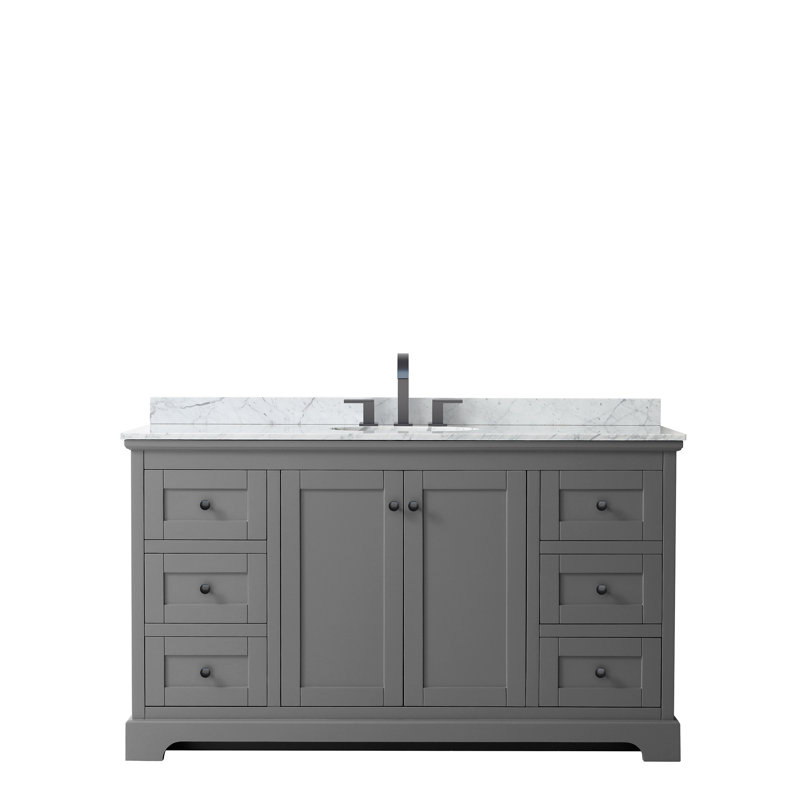 Ensemble de meuble-lavabo simple 60 po Avery, Blanc, Or brossé