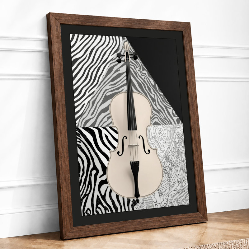 Violin in Pattern Eclectic - Framed Print, A1 - 84.1 x 59.4 cm, Walnut