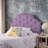 Light Purple Linen-like Fabric Twin Headboard - Tufted Diamond Stitch With Nailhead Trim & Adjustable Metal Legs-475084085
