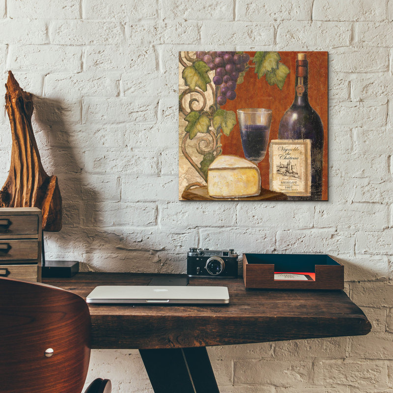  «Wine and Cheese Tustation 3» par Art Licensing Studio, art mural en verre acrylique, 12 po x 12 po