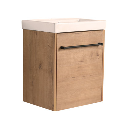 18'' Floating Wall-Mounted Bathroom Vanity with Ceramic Sink & Soft-Close Cabinet Door, For Small Bathroom