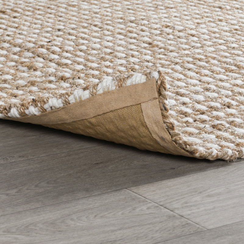 Evora Checkered Area Rug in Ivory, Rectangle 9' x 12'