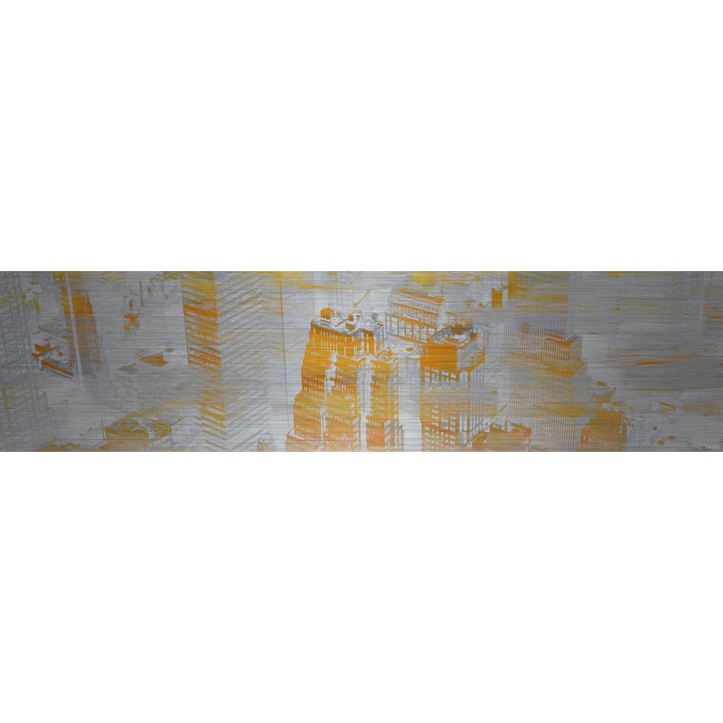 «Gravé en argent» par Parvez Taj - peinture panoramique non encadrée sur métal, H 20 po x l 60 po x P 1,5 po