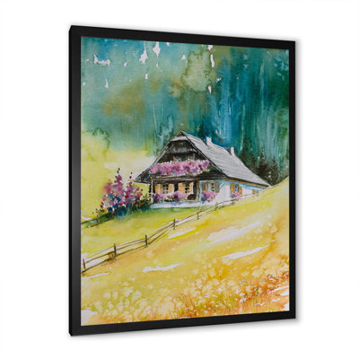 Alpine House On Green Mountains - peinture sur toile
