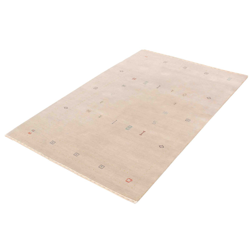 Tapis gris clair noué à la main de conception unique 5 pi 0 po x 7 pi 10 po Jionnie