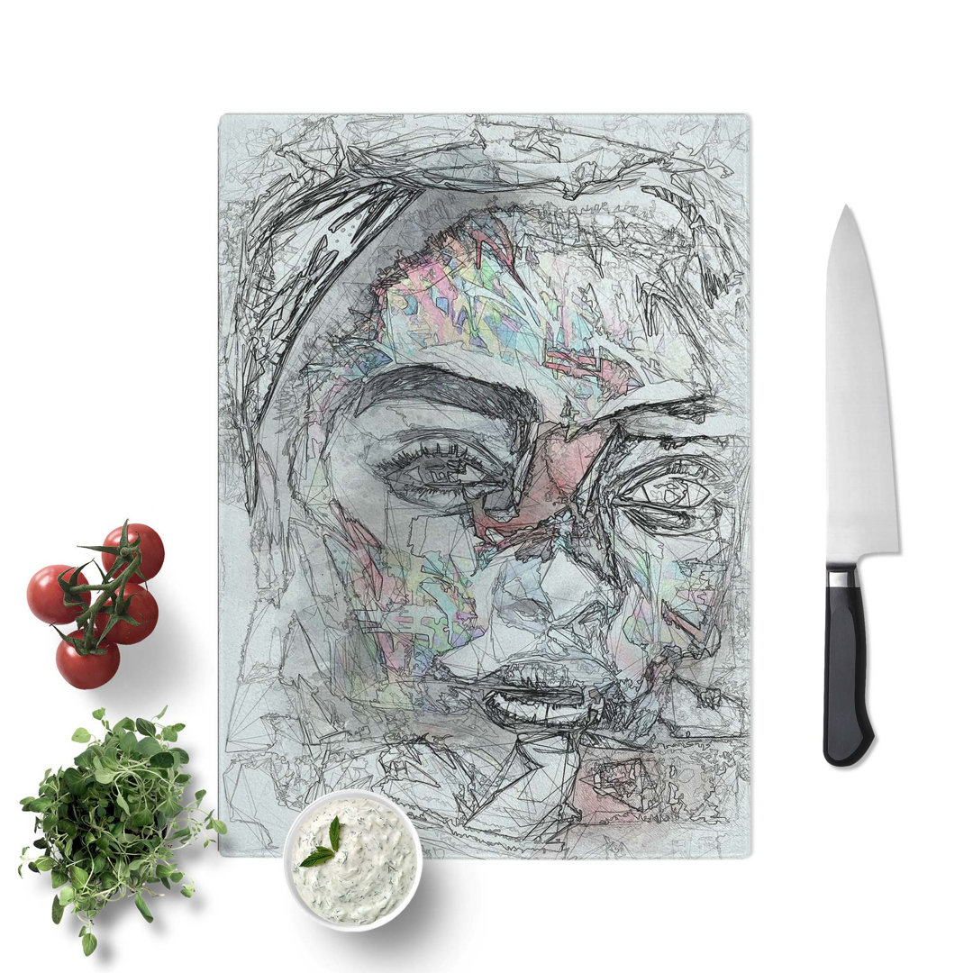 Tempered Glass Woman of Colour in Abstract Chopping Board