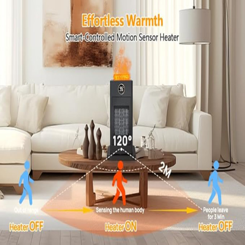 3-In-1 Space Heater- Humidifier/Sensor/ECO,Electric Heater With 90°Oscillating/Thermostat/12H Timer/Dual Control,Space Heater Indoor With 3D Flame Ambiance/Heater Heat Up 260 Sq.Ft(Obsidian Black)1