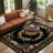 4x6ft Washable Rugs, Black Butterfly Soft Accent Outdoor Rug, Vintage Inspired Distressed Low Pile Area Rug for Living Room Dining Room Bedroom-34856633