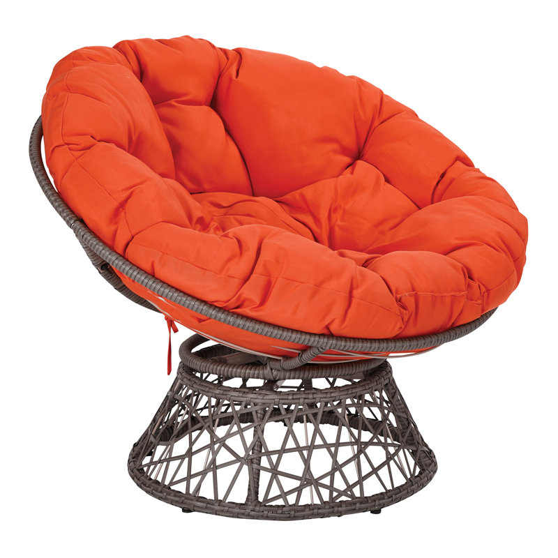 Leianna Upholstered Swivel Accent Chair, Gray, Orange Polyester Blend