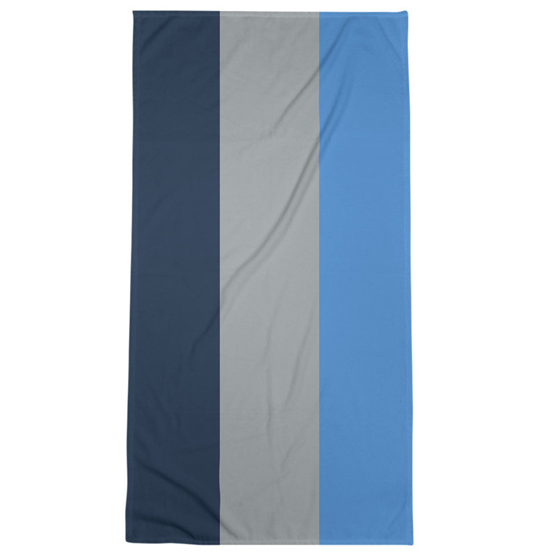 Cotton Blend Beach Towel, Light Blue/Gray/Navy Blue