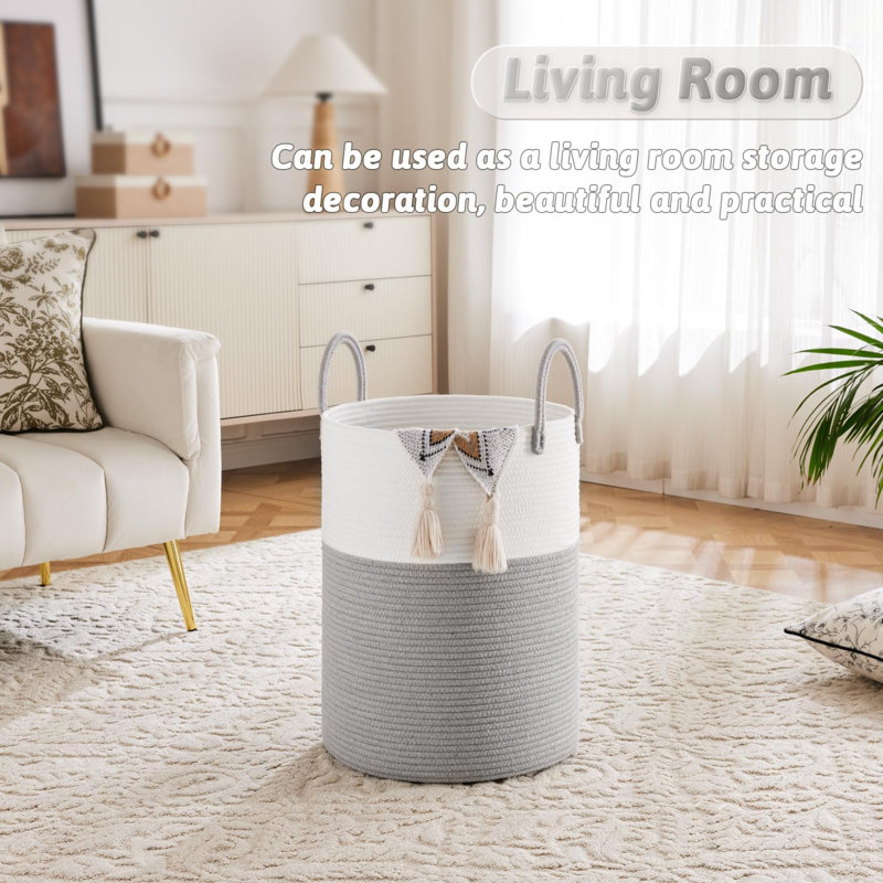 Panier à linge 72L gris / blanc, H 20 po x l 15 po x P 15 po