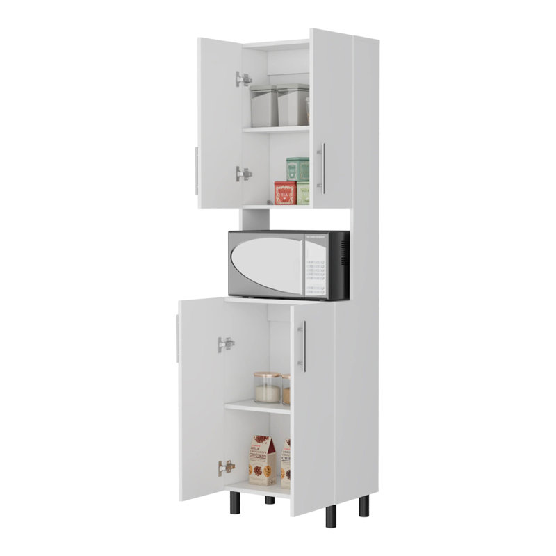 Garde-manger double blanc avec rangement ouvert
