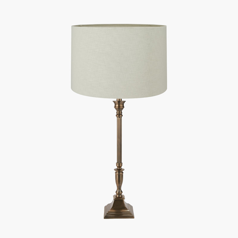 Table Lamp, Antique Brass, 36.61" H x 15.75" W x 15.75" D, Cream