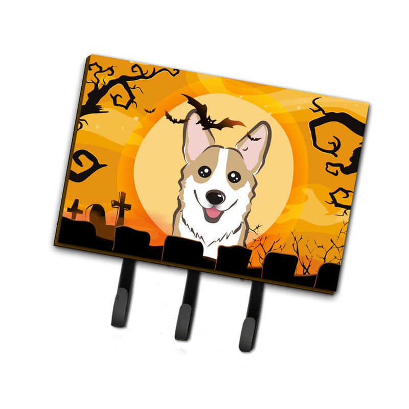 Porte-clés mural d'Halloween avec crochets à clés, Sable Corgi