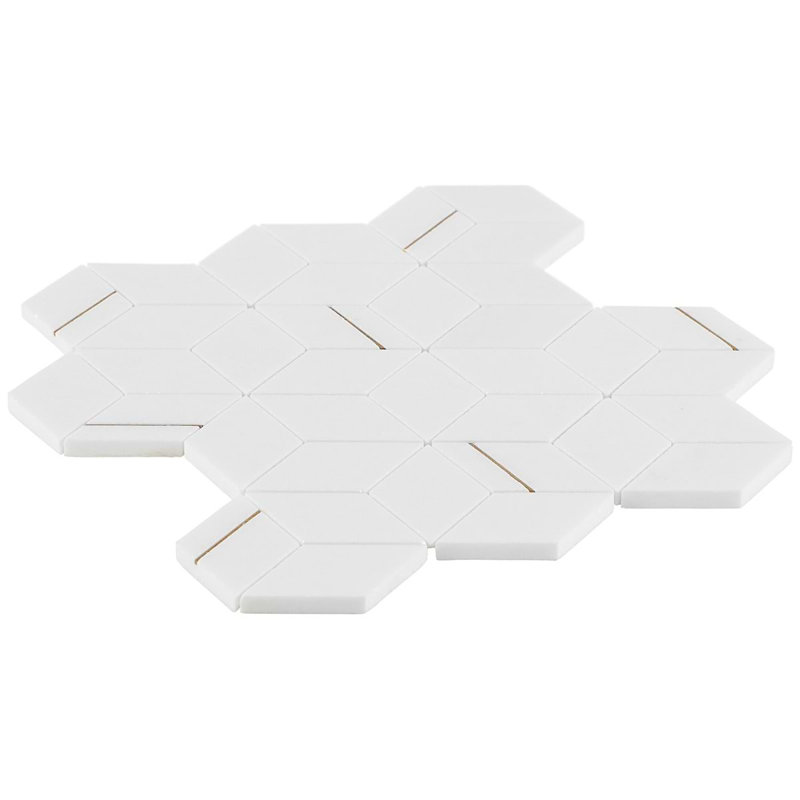 Morgana Polished Marble And Brass Mosaic, Thassos