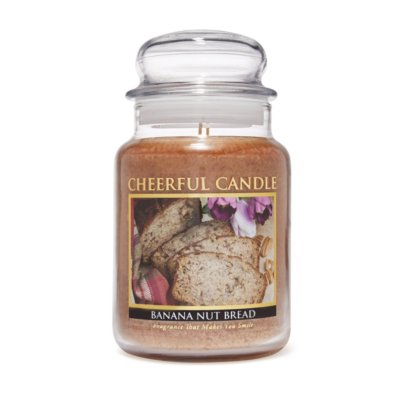 Banana Nut Bread Scented Glass Jar Candle with Lid, 24oz
