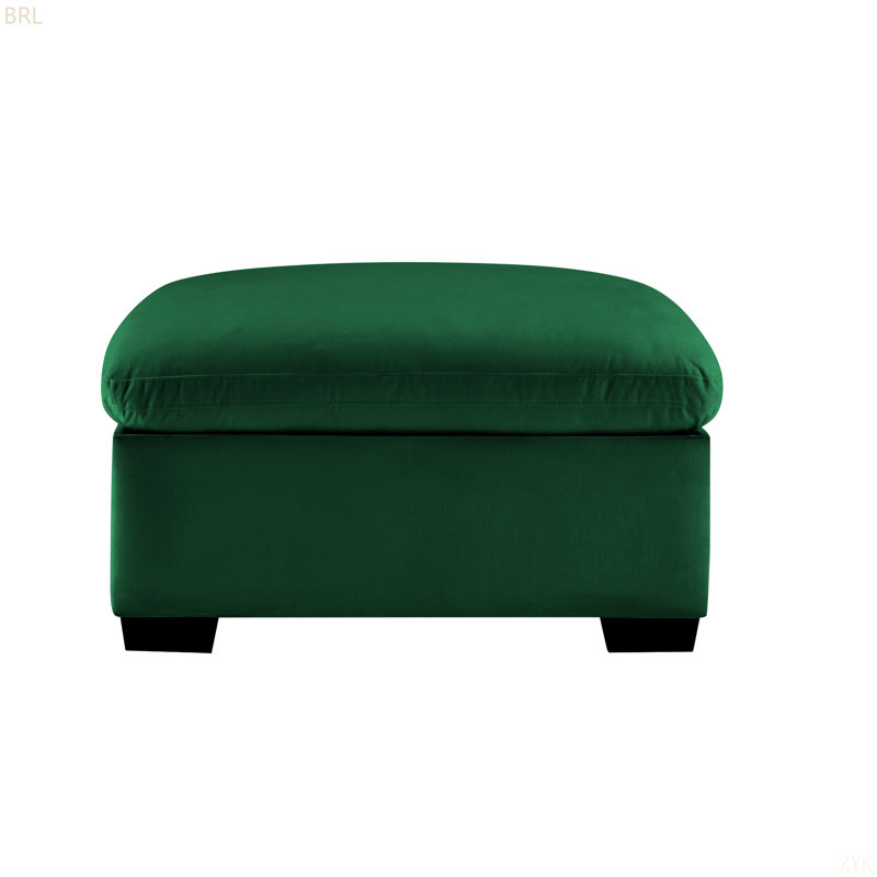 Repose-pieds rembourré en velours vert émeraude