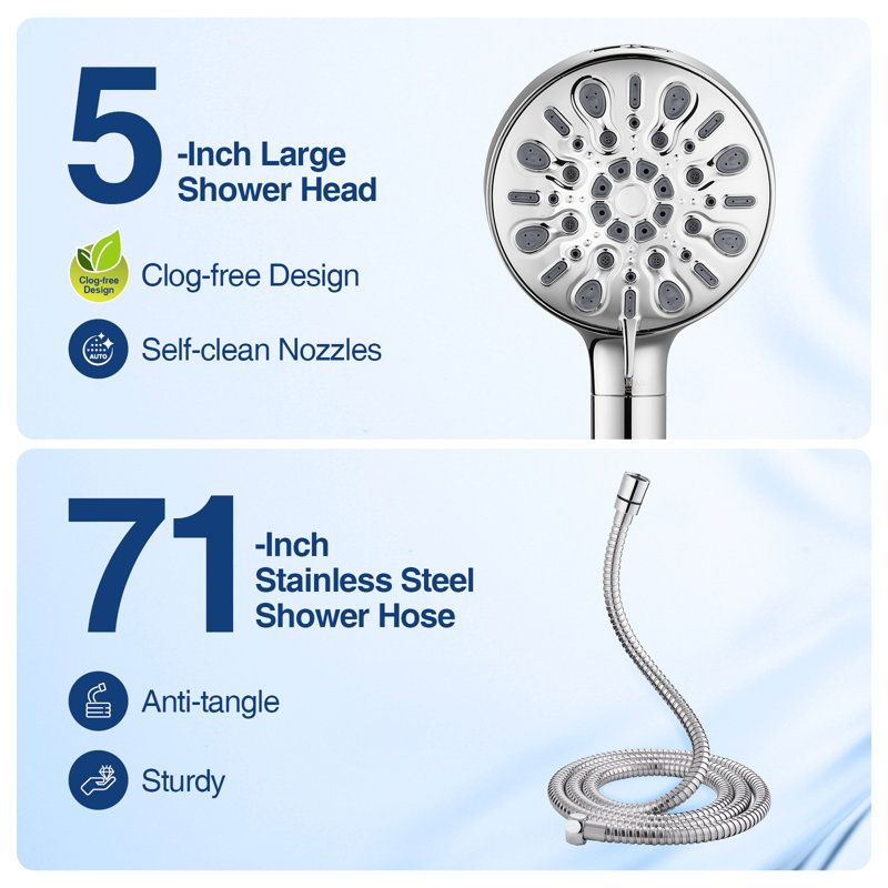 Filtered Shower Head With 8 Spray Modes, High Pressure Handheld Showerhead Filter For Hard Water Filtering Showerhead With Hose(n8hs702cp)