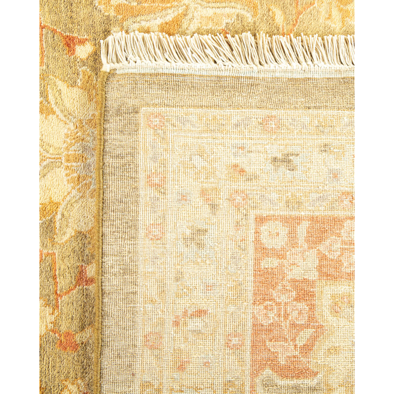 Ohlone One-of-a-Kind Hand-Knotted New Age 8'4" x 10'4" Wool Area Rug in Yellow/Green