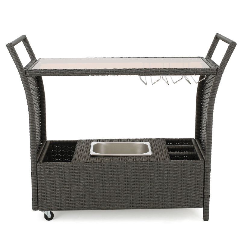 Chariot-bar en aluminium et résine Bratton Heights, Gris