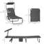 Chaises longues gris foncé au bord de la piscine avec tissu et garde-pieds