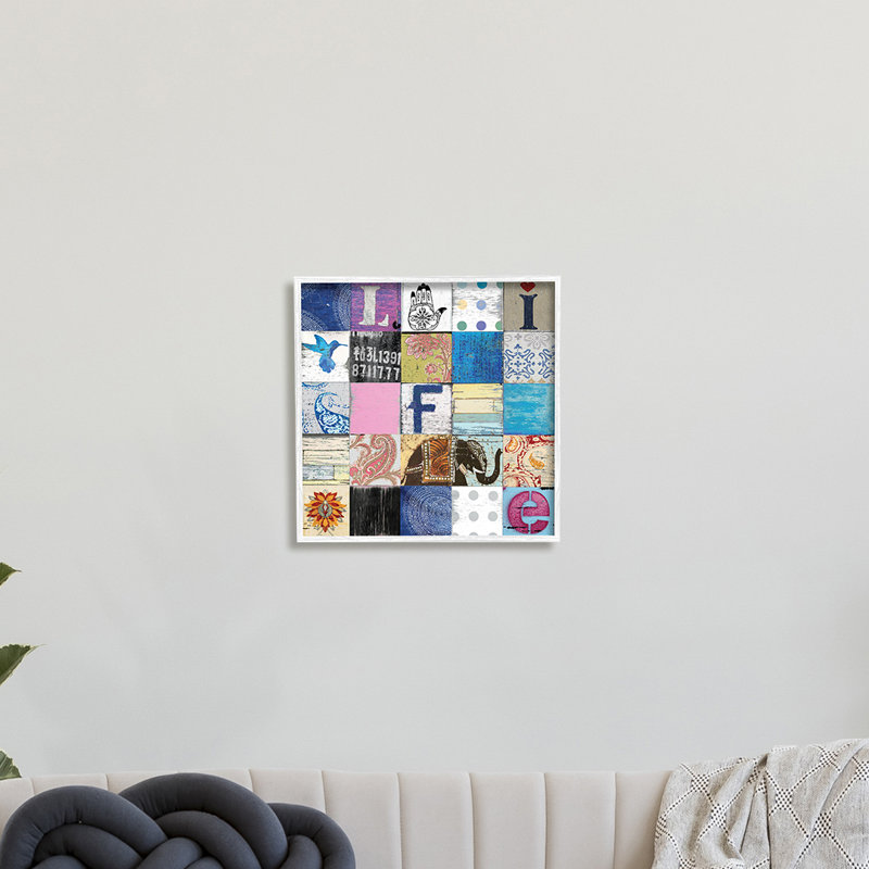 «Vintage Icon Collage Life Rustic Elephant», impression, H 17 po x l 17 po, Cadre blanc