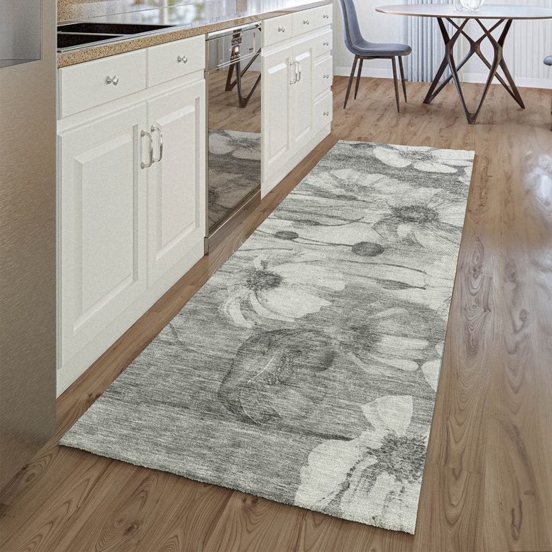 Premium Machine Washable Prisco Gray Rug, Runner 2'3" x 7'6"