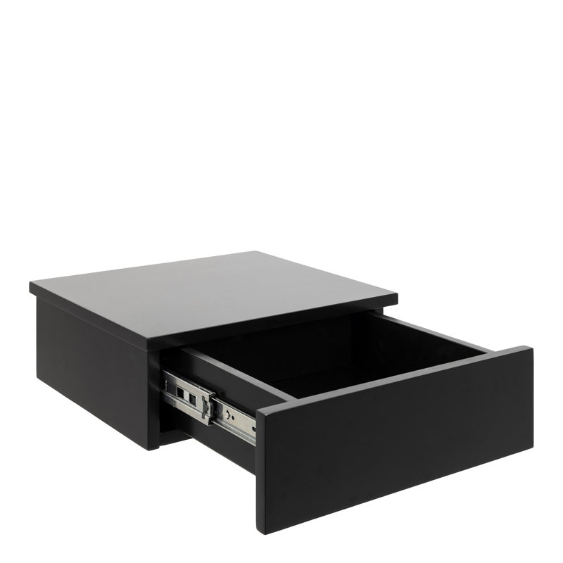 Saiba 37cm W Solid + Manufactured Wood Bedside Table, Black