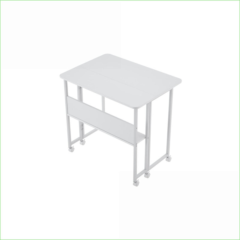 Bureau pliant blanc compact pour petit bureau / bureau à domicile, taille 31,5 po, robuste et amp; Rangement pratique
