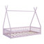 Lit simple en bois avec clôture, rose-650196167