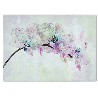 Tempered Glass Orchids Chopping Board