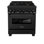 ZLINE 30 po. 4,0 cu. Cuisinière à double combustible avec plaque de cuisson au gaz et four électrique à convection en acier inoxydable noir avec 4 brûleurs en laiton Legacy