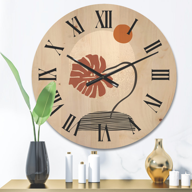 Horloge murale en bois Tropical Palm Leaf, Moyen