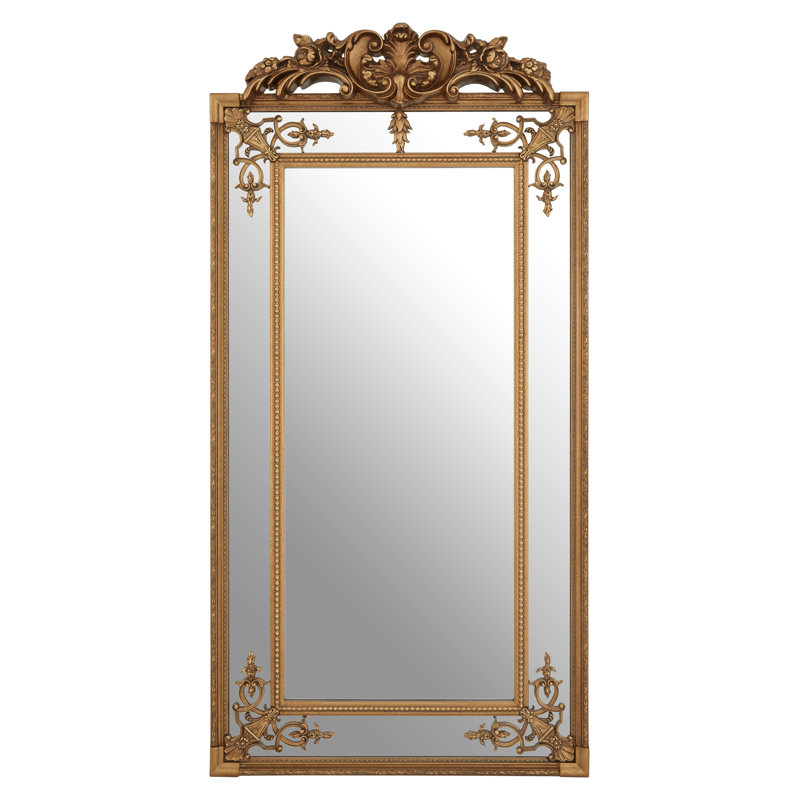 Tristen Solid Wood Concave Wall Mirror, Gold