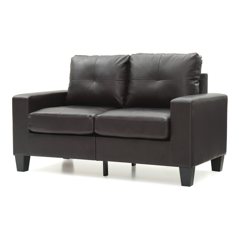 Vegas Loveseat- Faux Leather, Dark Brown Faux Leather