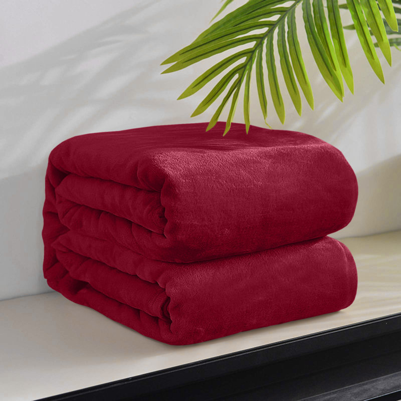 Ultra-Soft Fleece Blanket - Plush Warm Bed & Sofa Throw for All-Season Comfort, Burgundy, Single (130cm x 150cm)