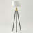 Levi 61 in. Mid-Century Modern LED Energy-Efficient Floor Lamp with Fabric Drum Shade and Metallic Brass Finish