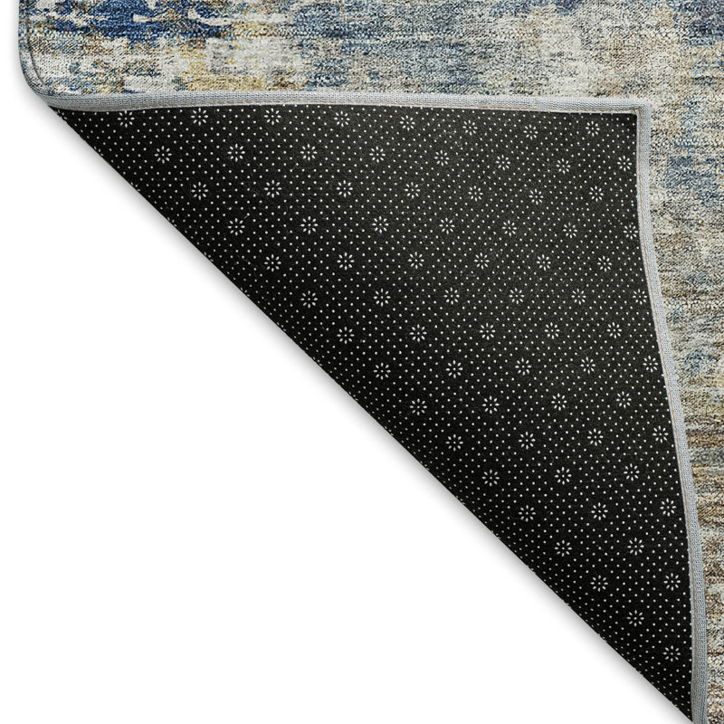 Premium Machine Washable Prisco Blue Rug, Rectangle 3' x 5'