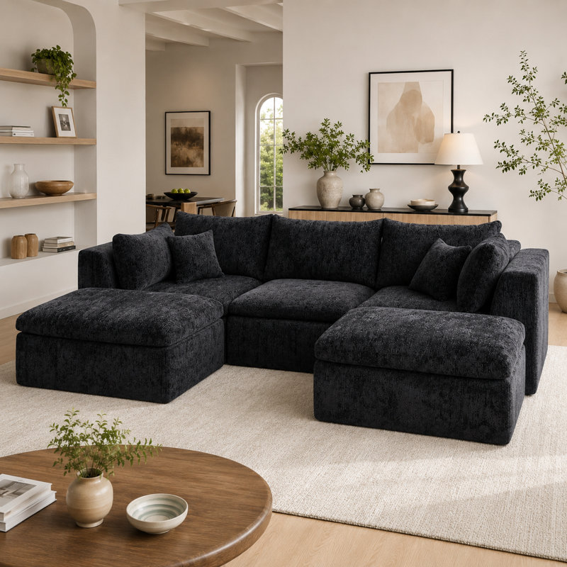Canapé modulaire 111 po, Black Chenille