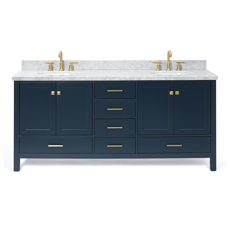 Ensemble de meuble-lavabo double 73 po Cambridge, Bleu minuit