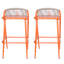 Tabourets de bar d'extérieur à structure en aluminium à hauteur d'assise de 29 po avec dossier en forme de feston tissé à la corde, ensemble de 2, orange-1830882339