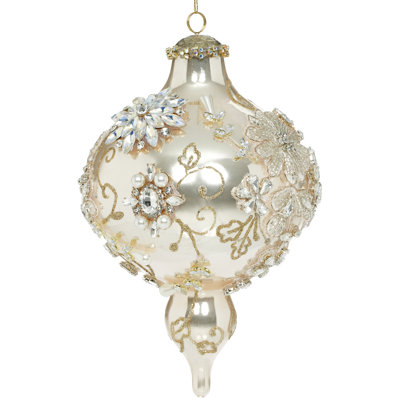 Kings Jewel Extra Fancy Finial Ornament, Peach- 9 Inches