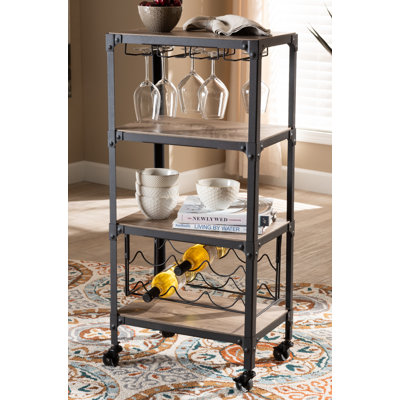 6 Bottle Floor Wine Bottle & Glass Rack in Grey