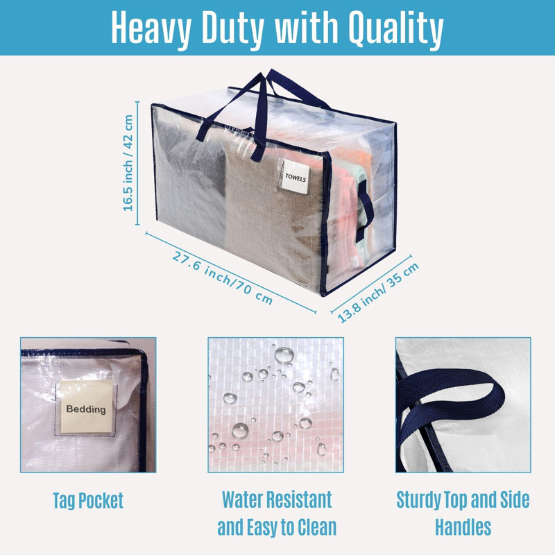 Moving And Storage Bags, Heavy Duty, Alternative To Moving Boxes, Large Packing Totes Supplies For College Dorm Room With Zipper For Clothes, Wide Open Design (/8 PCS)