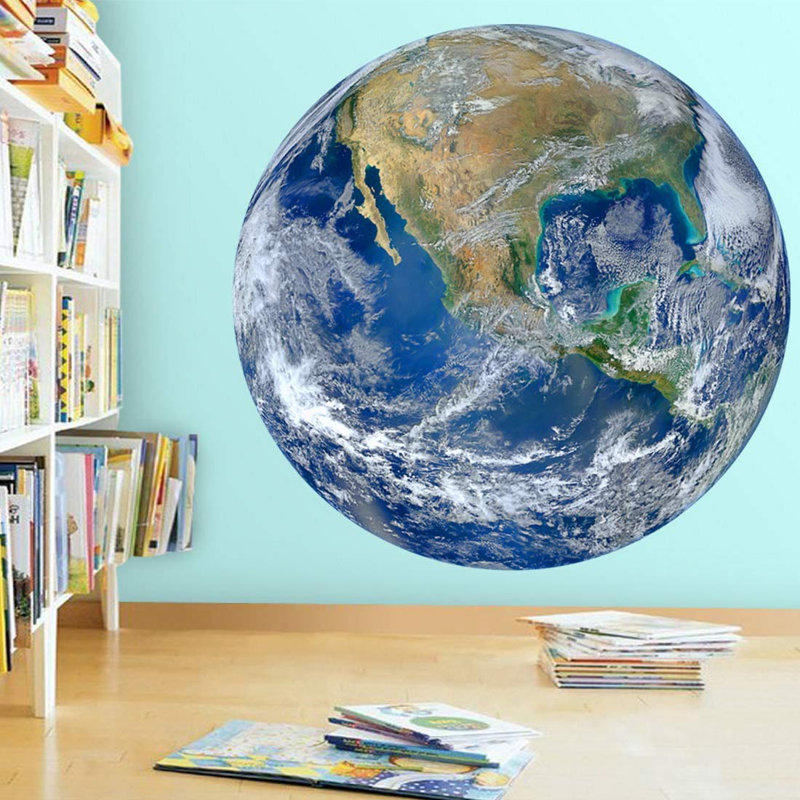 Adhésif décoratif 3D globe terrestre en vinyle, H 20 po x l 20 po