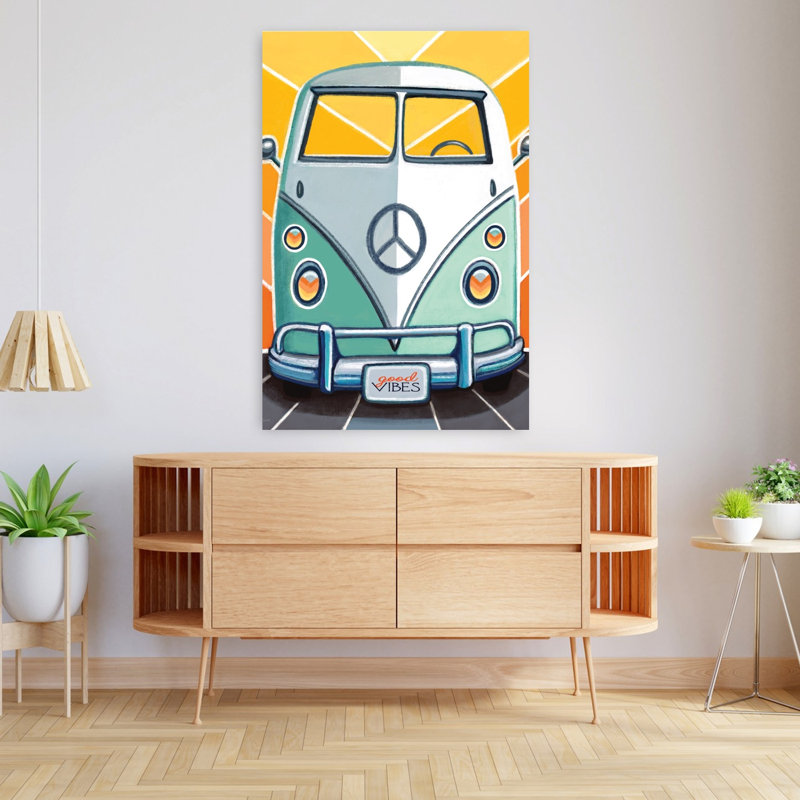 Art rétro fantaisiste Van Life, H 48 po x l 32 po