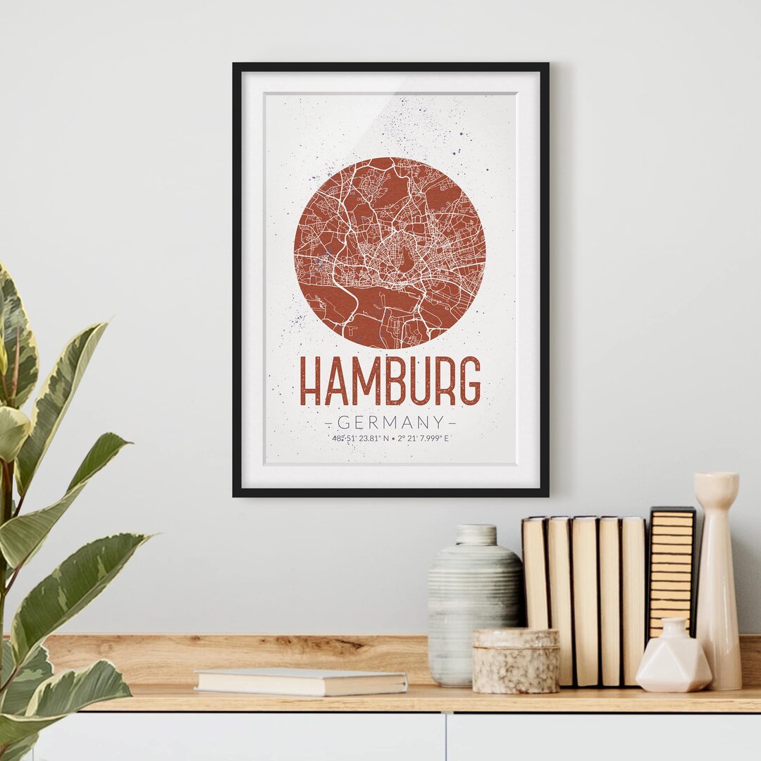 Gerahmtes Poster Retro Hamburg Street Map