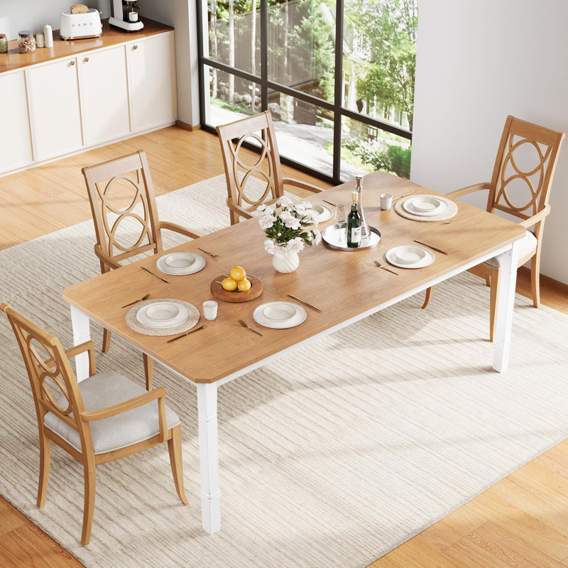 79" Large Dining Room Table for 6-8 People, Rectangle Modern Dinner Kitchen Table, Industrial Wood Dining Table with Heavy Duty Metal Legs